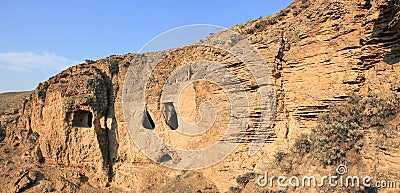 Ancient dwellings of people in the rocks Stock Photo