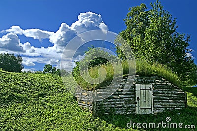 Ancient earth house Stock Photo