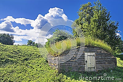 Ancient earth house Stock Photo