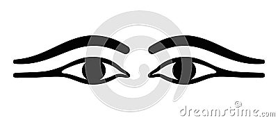 Ancient Egypt eyes with long eye lids Vector Illustration