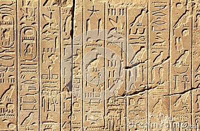 Ancient egypt hieroglyphics on wall Editorial Stock Photo