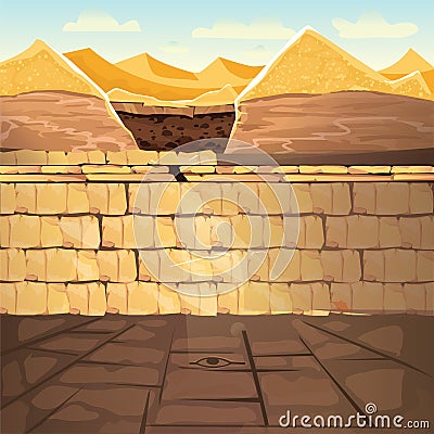 Ancient Egypt pharaoh underground lost tomb Vector Illustration