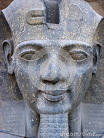 Ancient Egypt Statue Face of the Pharaoh Closeup Stock Photo