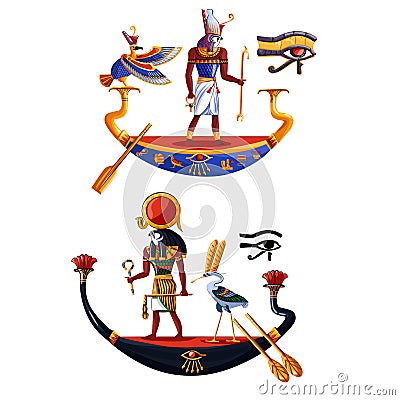 Ancient Egypt sun god Ra or Horus cartoon vector Vector Illustration