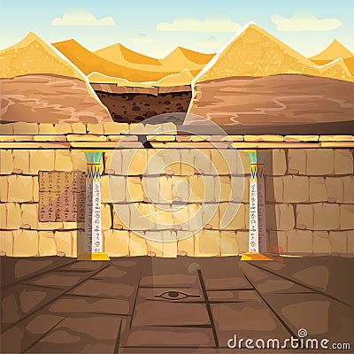 Ancient Egypt pharaoh underground lost tomb Vector Illustration