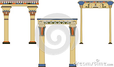 Ancient egyptian arches set Vector Illustration