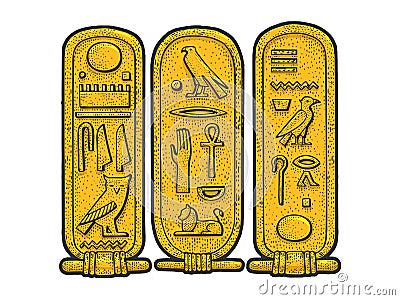 Ancient Egyptian Cartouche sketch vector Cartoon Illustration