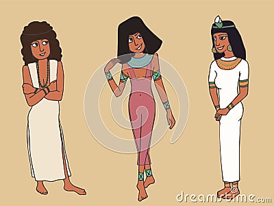 Ancient egyptian female fashion cartoon Vector Illustration