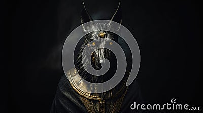 Ancient Egyptian god of death and the world of the dead, the terrible Anubis. Fantasy character of Egypt. Generative Ai Stock Photo