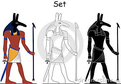 Ancient Egyptian god - Set Stock Photo