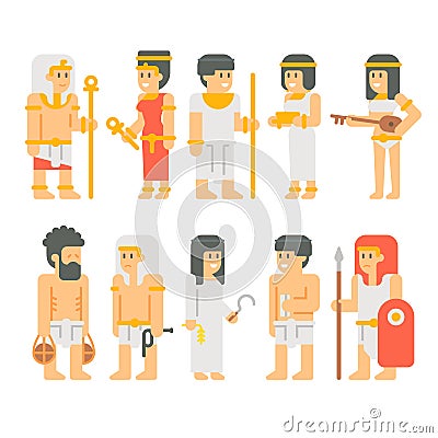 Ancient egyptian people set cartoon design Vector Illustration