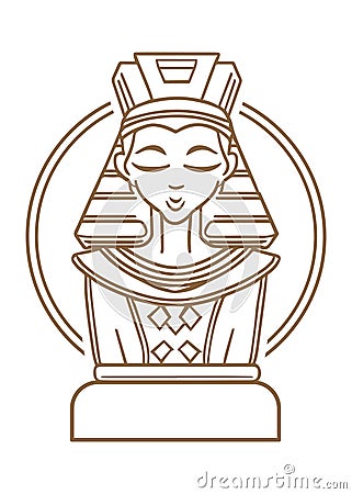 Ancient Egyptian pharaonic Queem charachter drawing vector art design statue illustration line art ready for coloring Cartoon Illustration