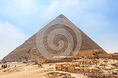 The ancient Egyptian Pyramid of Khufu with ruins, tombs and monuments in Giza, Cairo, Egypt Editorial Stock Photo