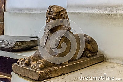 Ancient Egyptian statuette of the Sphinx Editorial Stock Photo