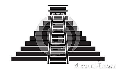 Ancient el Castillo pyramid / kukulkan pyramid flat icon for apps and websites Vector Illustration