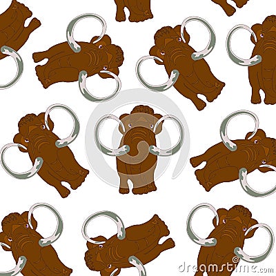 Prehistorical animal mammoth pattern on white background Vector Illustration