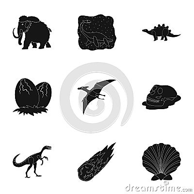 Ancient extinct animals and their tracks and remains. Dinosaurs, tyrannosaurs, pnictosaurs.Dinisaurs and prehistorical Vector Illustration