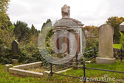 Ancient graves in the cemetery of Drumbo Parish Church in the County Down village of Drumbo in Northern Ireland Editorial Stock Photo