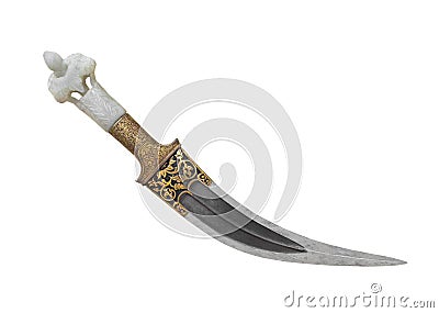 Ancient fancy curved dagger isolated Stock Photo