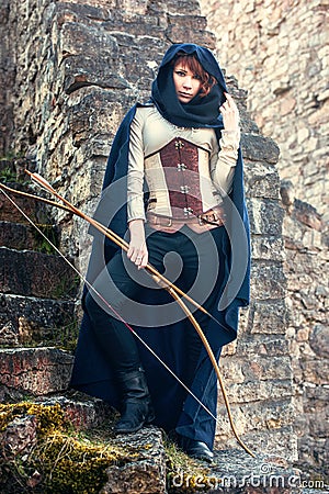 Ancient female archer Stock Photo