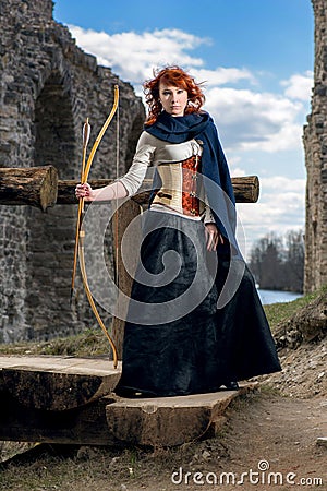 Ancient female archer Stock Photo