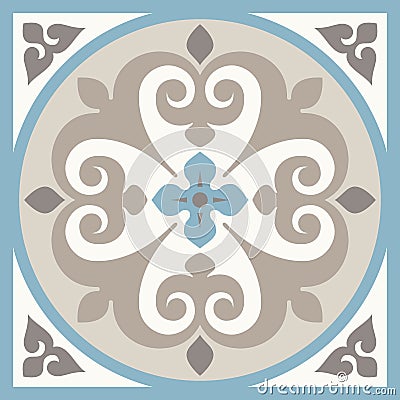 Ancient floor ceramic tiles. Victorian English floor tiling design, seamless vector pattern Vector Illustration