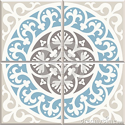Ancient floor ceramic tiles. Victorian English floor tiling design, seamless vector pattern Vector Illustration