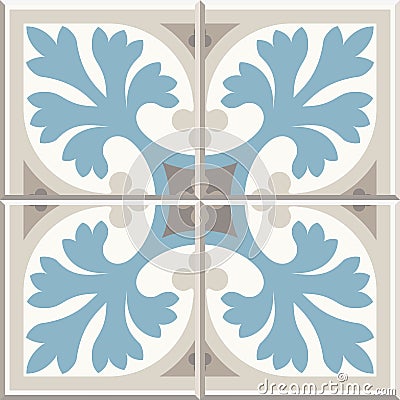 Ancient floor ceramic tiles. Victorian English floor tiling design, seamless vector pattern Vector Illustration