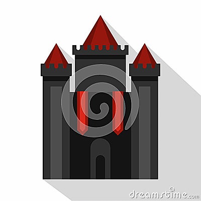 Ancient fort icon, flat style Vector Illustration