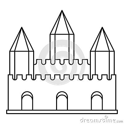 Ancient fort with towers icon, outline style Vector Illustration