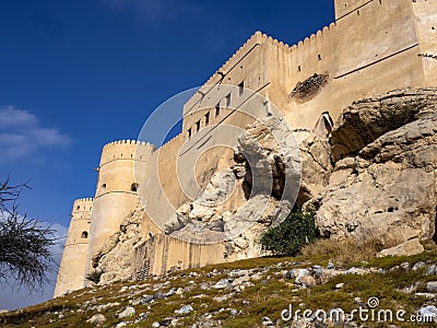 The ancient fortress of Al-Nakhal, rises above the old city of Muscat, Oman Stock Photo