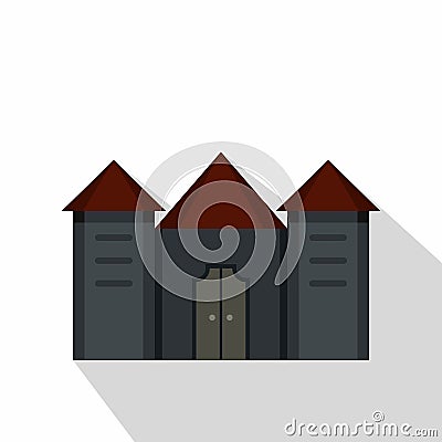 Ancient fortress icon, flat style Vector Illustration