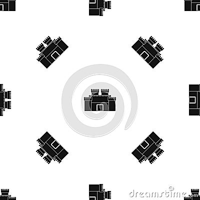 Ancient fortress pattern seamless black Vector Illustration