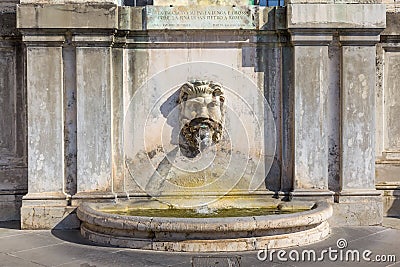 Ancient fountain in the yard in Vatican Museum Editorial Stock Photo