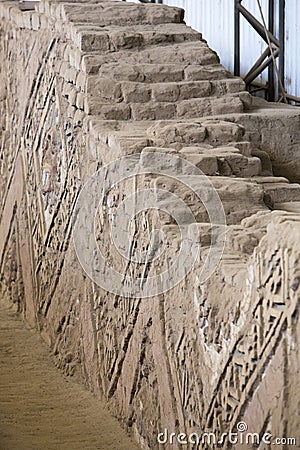 Ancient fresco in Huaca de la Luna, Trujillo Stock Photo