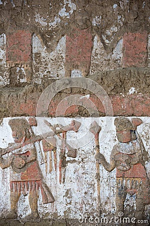 Ancient fresco in Huaca de la Luna, Trujillo Stock Photo