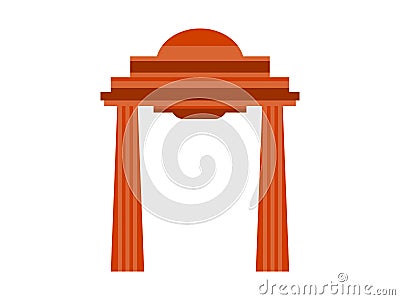 Ancient gate with columns in flat style on a white background. Gateway architecture. Vector Vector Illustration