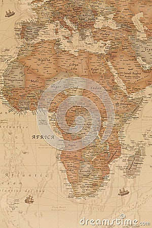 Ancient geographic map of Africa Stock Photo