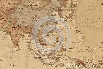 Ancient geographic map of Asia Stock Photo