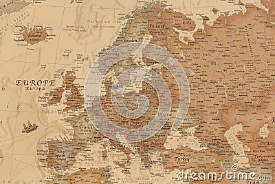 Ancient geographic map of Europe Stock Photo