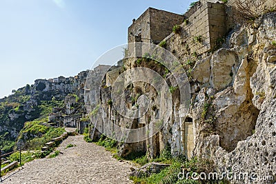 The ancient ghost town of Matera Sassi di Matera in beautiful Stock Photo