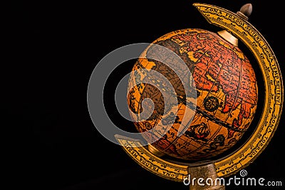 Ancient globe with Asia, Africa, Europe and Indian Ocean Stock Photo