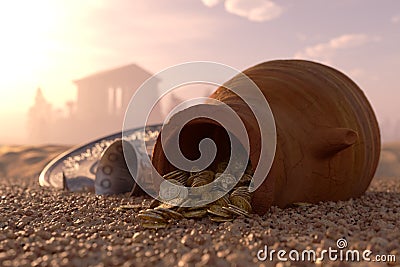 Ancient gold coins treasure concept background Stock Photo