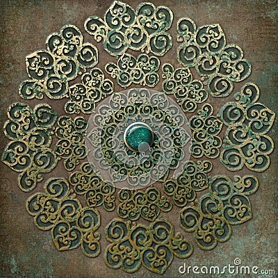 Ancient gold mandala Stock Photo