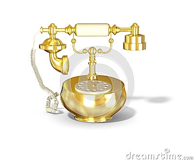 Ancient gold phone Stock Photo