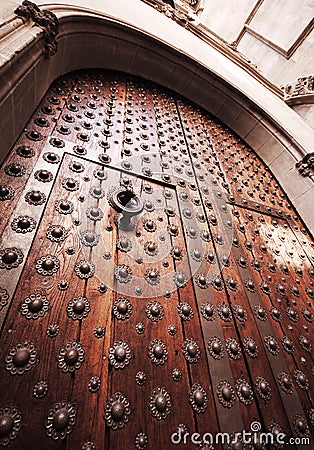 Ancient gothic door Stock Photo