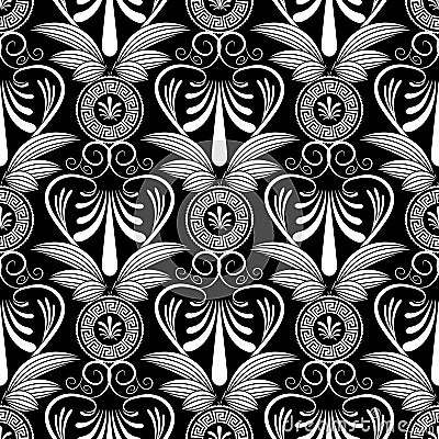 Ancient grecian floral seamless pattern. Vector greece meander Vector Illustration