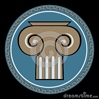 Ancient Greece design. Ancient Greek column, and Greek ornament meander Vector Illustration