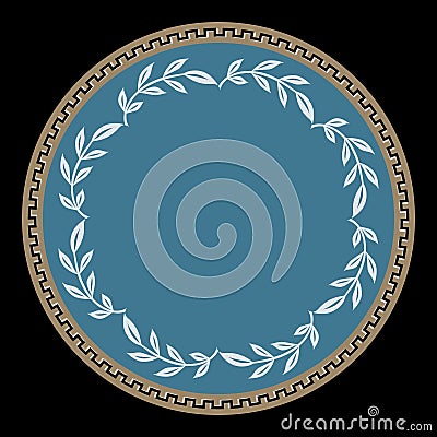 Ancient Greece design. Ancient Spartan shield and Greek ornament meander Cartoon Illustration