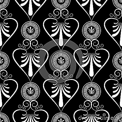 Ancient Greece meander seamless pattern. Vector black floral ba Vector Illustration